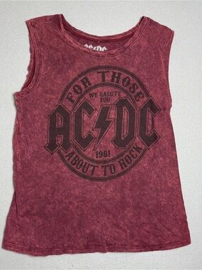 Women's ACDC 1981 For Those About To Rock We Salute You Tank Top Red Sz Large L